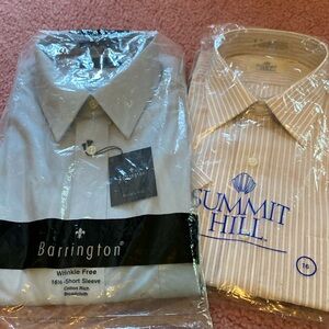 Mens dress shirts size 16 pink striped shirt sleeve. Light blue 16 1/2 wrinkle f